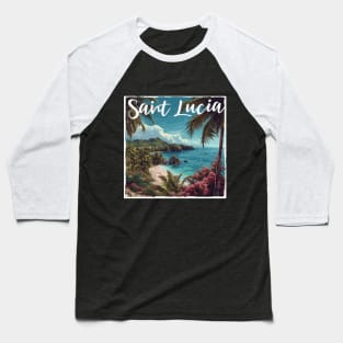 Saint Lucia (White Lettering) Baseball T-Shirt